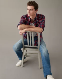 AE Super Soft Everyday Plaid Button-Up Shirt