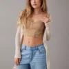 AE Cropped Denim Corset Tank Top