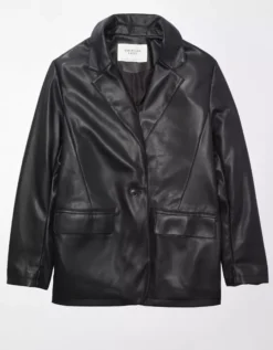 AE Oversized Vegan Leather Boyfriend Blazer -Aeri Clothing Shop 0383 3443 001 f
