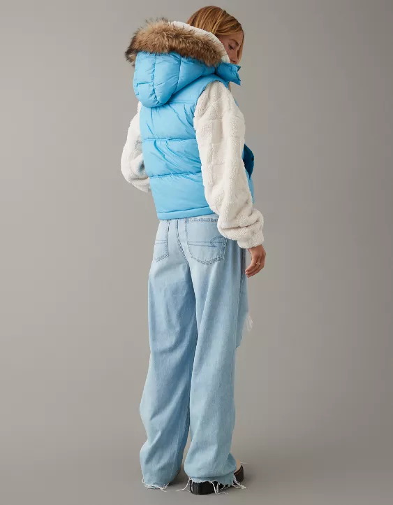 AE Faux Fur Hooded Puffer Vest 2 AE Faux Fur Hooded Puffer Vest - Image 2