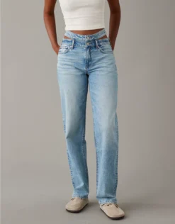 AE Strigid Super High-Waisted Baggy Straight Cut-Out Jean