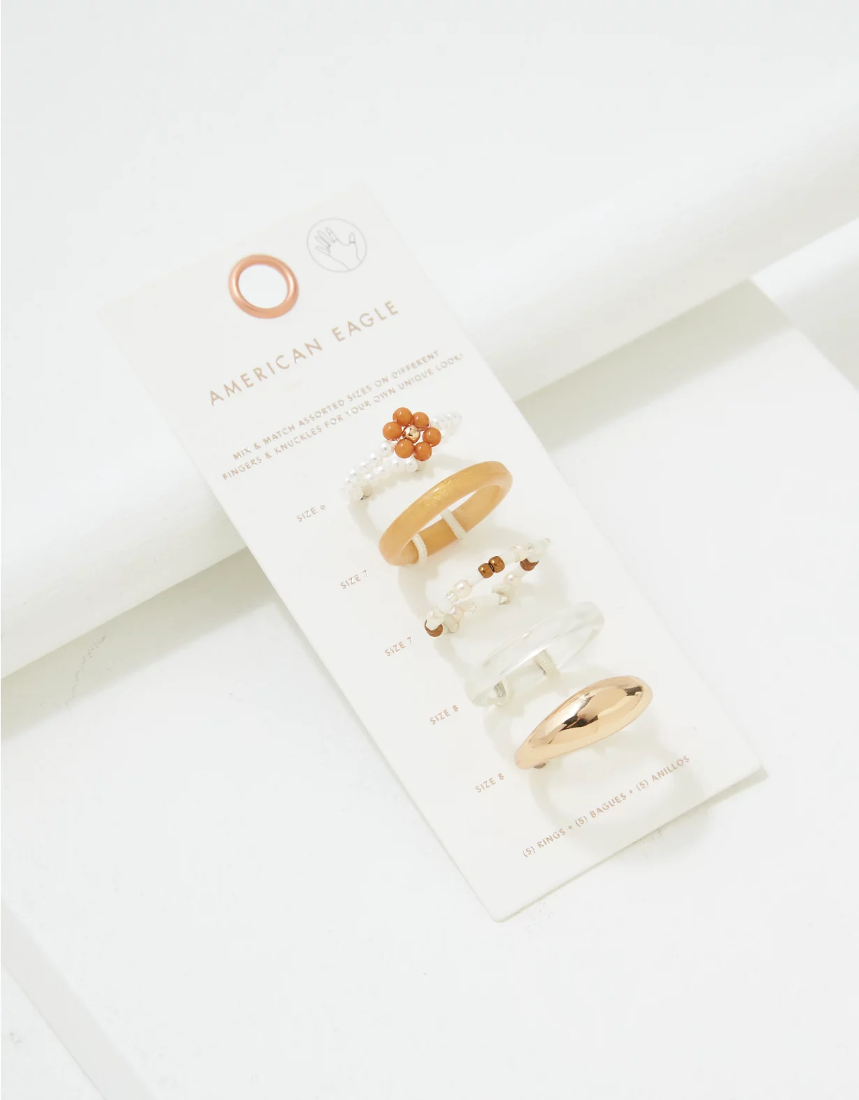 AEO Neutral Flower + Beaded Resin Ring 5-Pack 2 AEO Neutral Flower + Beaded Resin Ring 5-Pack - Image 2