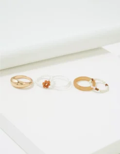 AEO Neutral Flower + Beaded Resin Ring 5-Pack