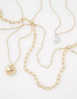 AEO Gold Heart Necklace 4-Pack -Aeri Clothing Shop 0482 6798 709 b
