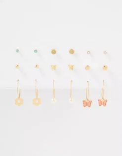 AEO Gold Mini Stud + Hoop Earring 18-Pack -Aeri Clothing Shop 0484 6632 709 b