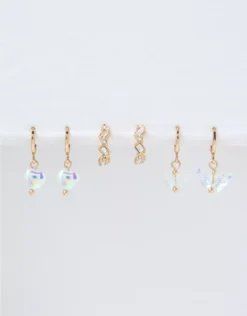 AEO Crystal Butterfly Hoop Earring 3-Pack
