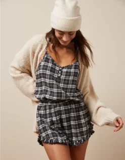 AE Flannel Ruffle PJ Romper