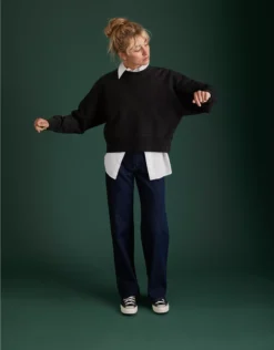 AE77 Premium Cropped Fleece Crewneck Sweatshirt