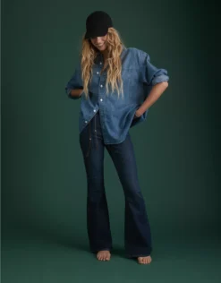 AE77 Premium Denim Boyfriend Shirt