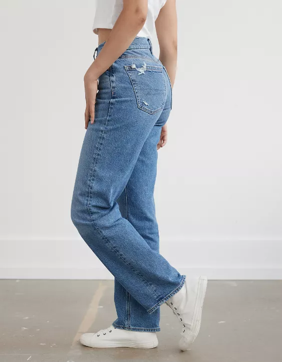 AE X The Ziegler Sisters Stretch Curvy High-Waisted Relaxed Straight Jean 2 AE X The Ziegler Sisters Stretch Curvy High-Waisted Relaxed Straight Jean - Image 2