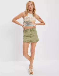 AE Super High-Waisted Lace Denim Mini Skirt